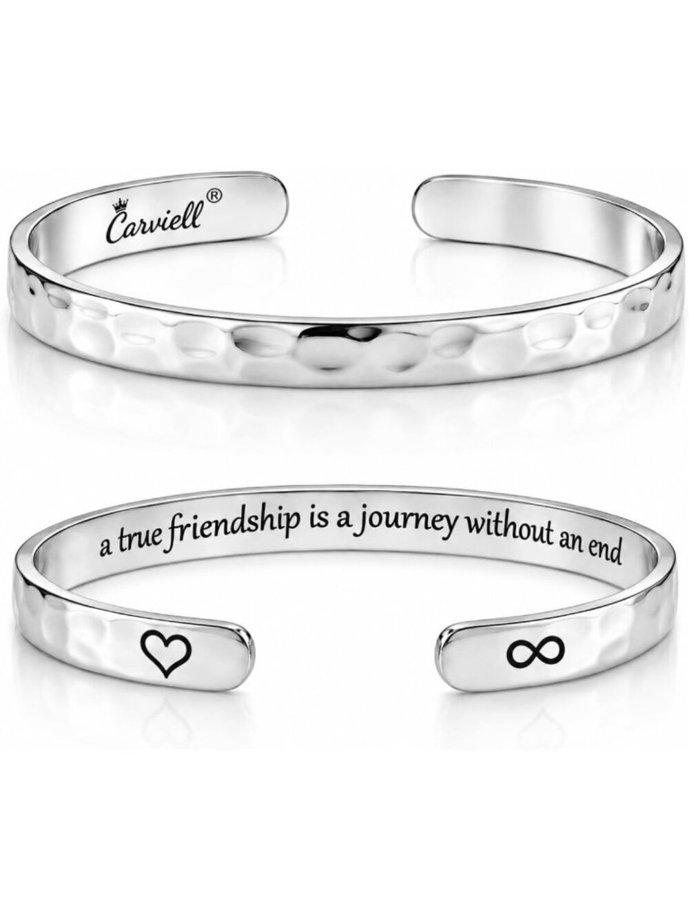 Meaningful Engraved Bracelets for Women - Solid Stainless Steel Cuff - Gift